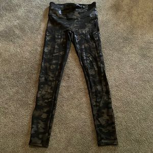 Like new, Spanx faux leather camo leggings